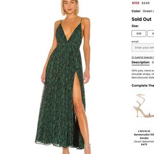 Michael Costello Gillian Gown Green Snake print XXS